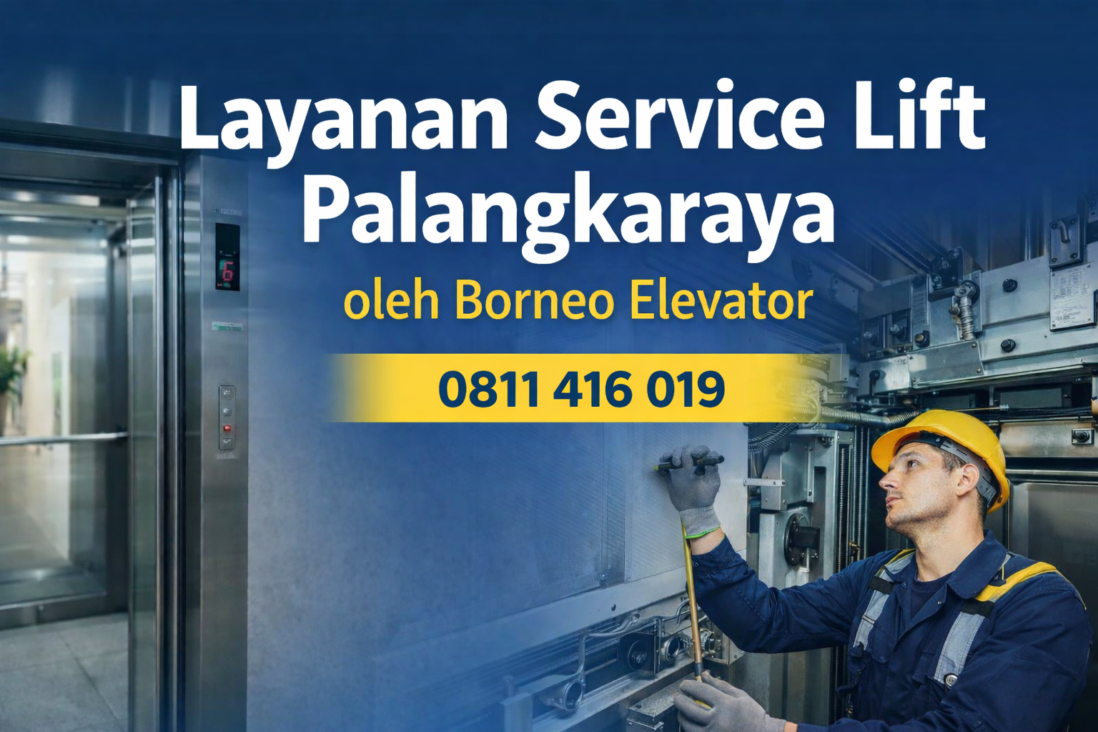 layanan service lift palangkaraya oleh borneo elevator teknisi memperbaiki mesin lift profesional