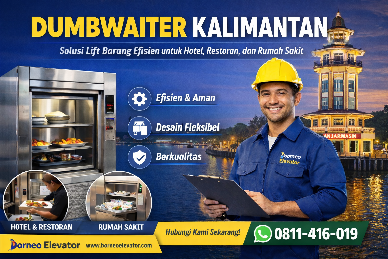 Lift barang dumbwaiter Kalimantan dari Borneo Elevator solusi efisien untuk distribusi makanan dan barang antar lantai